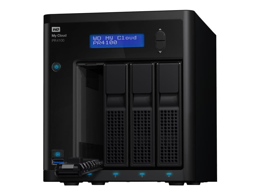 Western Digital My Cloud Pro PR4100, NAS, Skrivbord, Intel® Pentium®, N3710, 56 TB, Svart