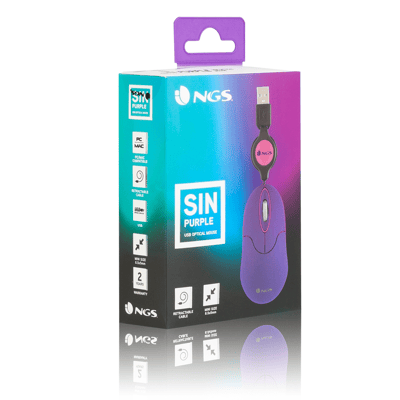 Retractable optisk mus NGS SINPURPLE 1000 dpi Lilla