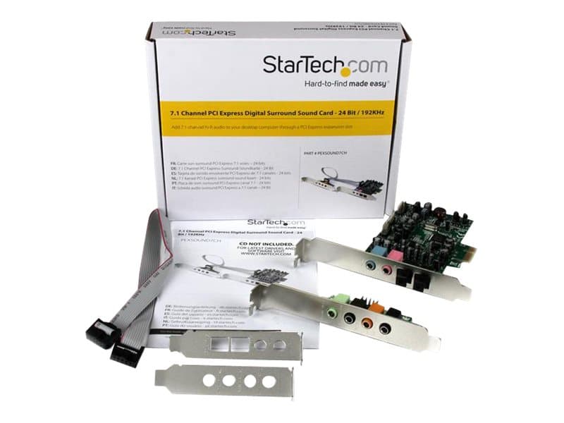 StarTech.com 7.1 Channel Sound Card - PCI Express - 24-bit - 192KHz - SPDIF Digital Optical and 3.5mm Analog Audio (PEXSOUND7CH) - Ljudkort - 192 kHz