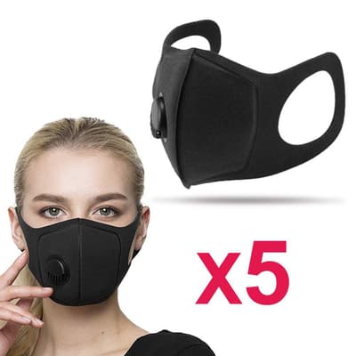 5-pack Tvättbart munskydd med ventil