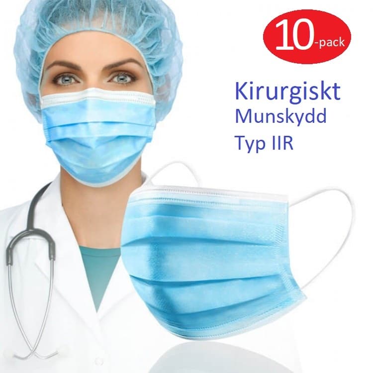 Kirurgiskt Munskydd CE Typ IIR 10-pack