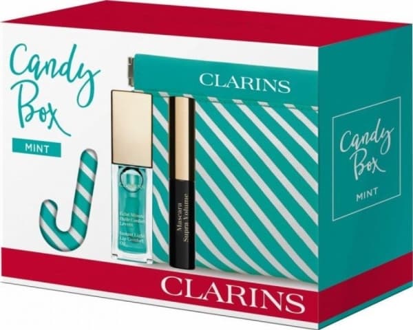 Clarins CLARINS SET CANDY BOX MINT LIP COMFORT OIL 06 MINT 7MLMASCARA INTENSE VOLUME 01 INTENSE BLACK 35MLCOSMETICS MINI BAG