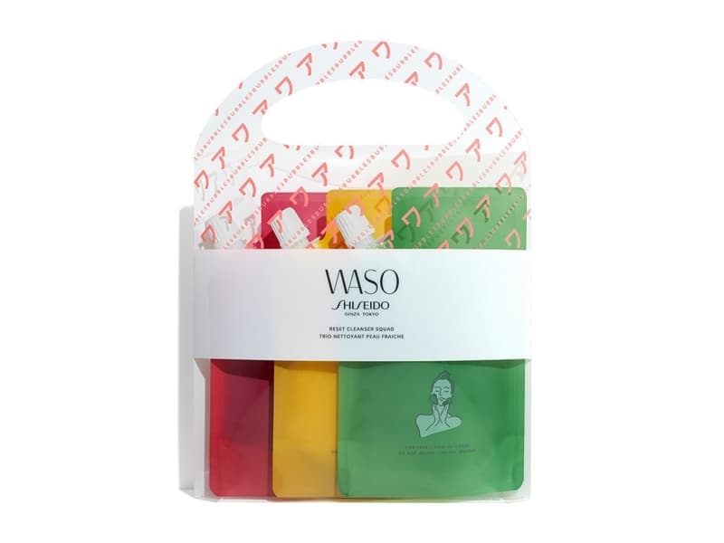 Shiseido Waso Reset Cleanser Squad, Kvinner, Rensende, Fuktighets krem, Forfriskende, Revitalisering, Universell, 70 ml, 3 stykker, Påfyllspose