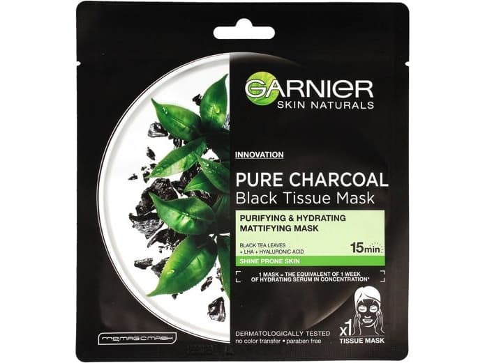 Garnier Skin Naturals Pure Charcoal Black Tissue sheet mask - Black Tea 28g