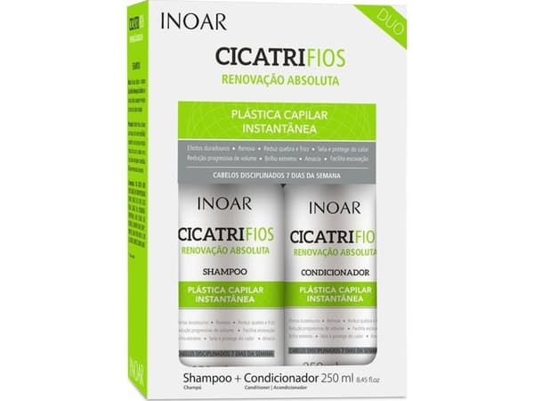 Inoar skadet hår restaurering hårpleiesett INOAR CicatriFios Duo Kit: sjampo 250 ml + balsam 250 ml