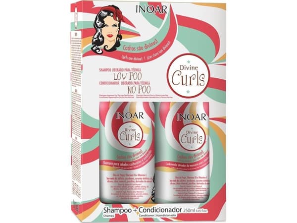 Inoar krøllete hårpleiesett INOAR Divine Curls Duo Kit: sjampo 250 ml + balsam 250 ml