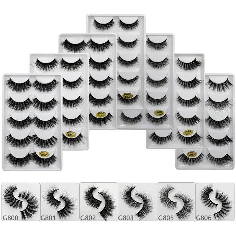 5-par lösögonfransar - 3D faux mink (G-800)
