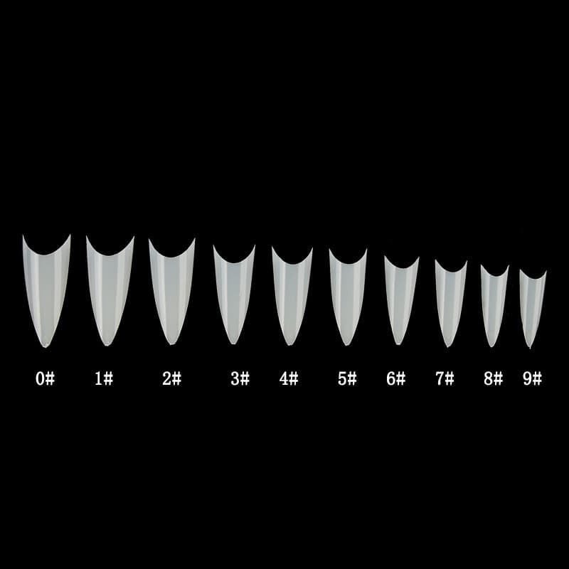50 stk falske negletips stiletteform naturlige klare hvide punkter franske akryl falske negle med 10 størrelser neglekunsttips design