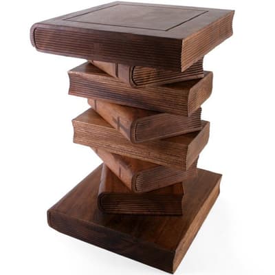 Handtillverkad Acacia trä Bord / Pall i form av böcker.Vikt 15kg