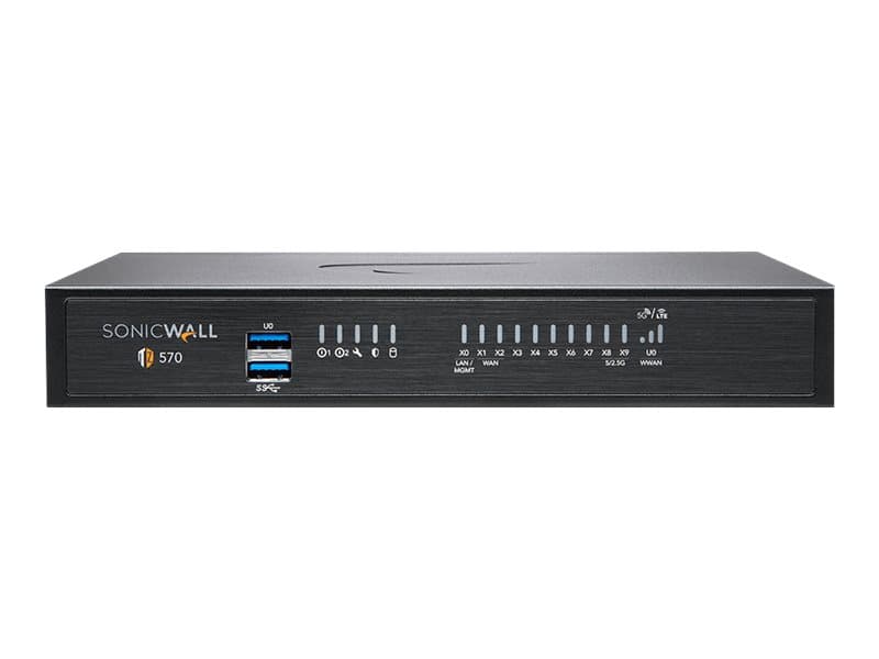 SonicWall TZ570 - Essential Edition - sikkerhetsap1 part - med 3-års TotalSecure - GigE, 5 GigE - skrivebord