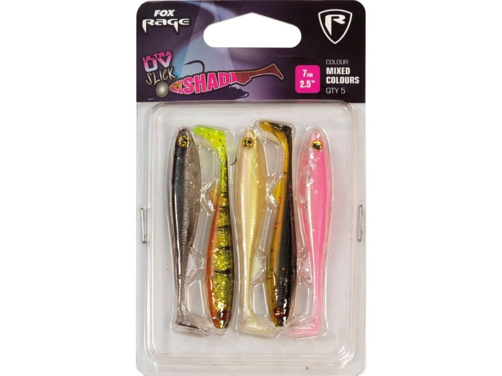 Fox Rage Slick Shad UV Mixed Color Pack - 9cm 5pcs (NMC007)