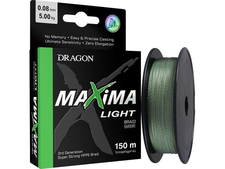 Dragon Fishing Braided Line Maxima Light green 0.10mm 150m 6.55kg