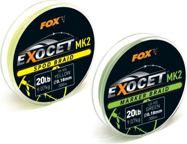 FOX Exocet MK2 Marker Braid 0.18mm/20lb X 300m - Green (CBL012)