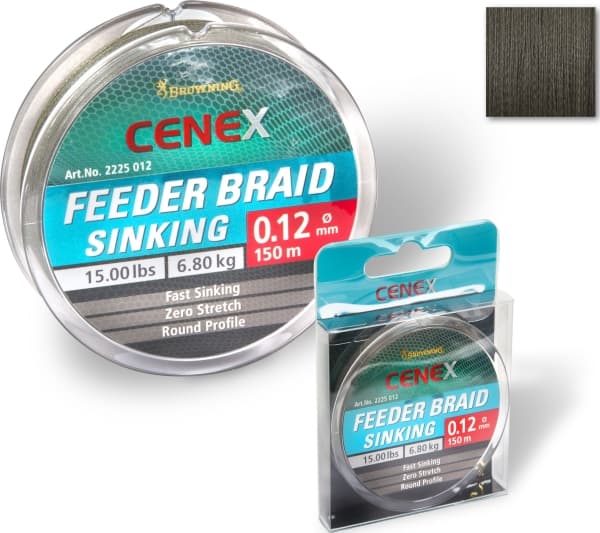 Browning Ø0.10mm Cenex Feeder braid, tonaca 150m 5.45kg, 12.00lbs gray/green (2225010)