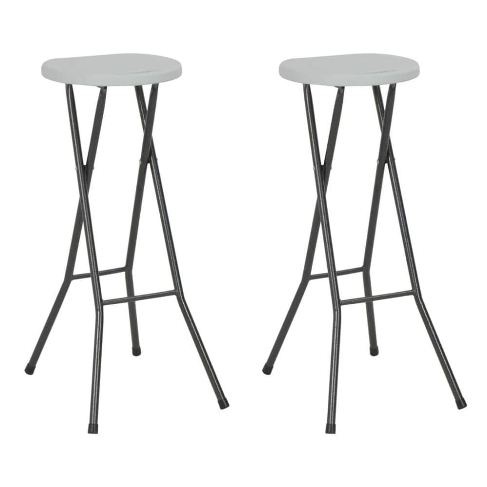 vidaXL foldbare barstole 2 stk. HDPE og stål hvid