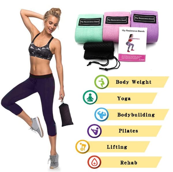 Höfttränare Motståndsband för träning 3 pcs sporter Bomullstyg Yoga Pilates Motion & Fitness Hållbar Support Butt Lift För Herr Dam