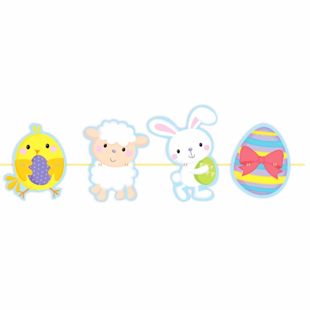 Eurowrap Easter Chick, Lamb, Rabbit & Egg Design Cute Decorative Garland