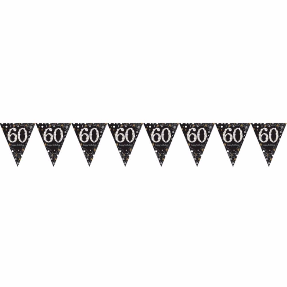 Amscan Sparkling Gold Celebration 60th Birthday Decorative Bunting