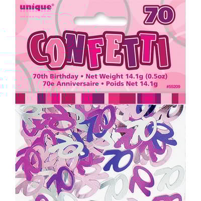 Unique Party Pink 70th Birthday Confetti