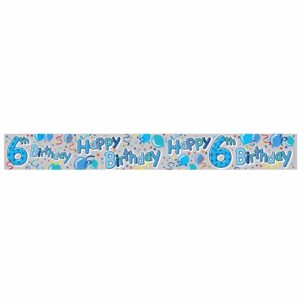 Expression Factory Childrens/Kids Happy 6th Birthday Holographic Foil Banner
