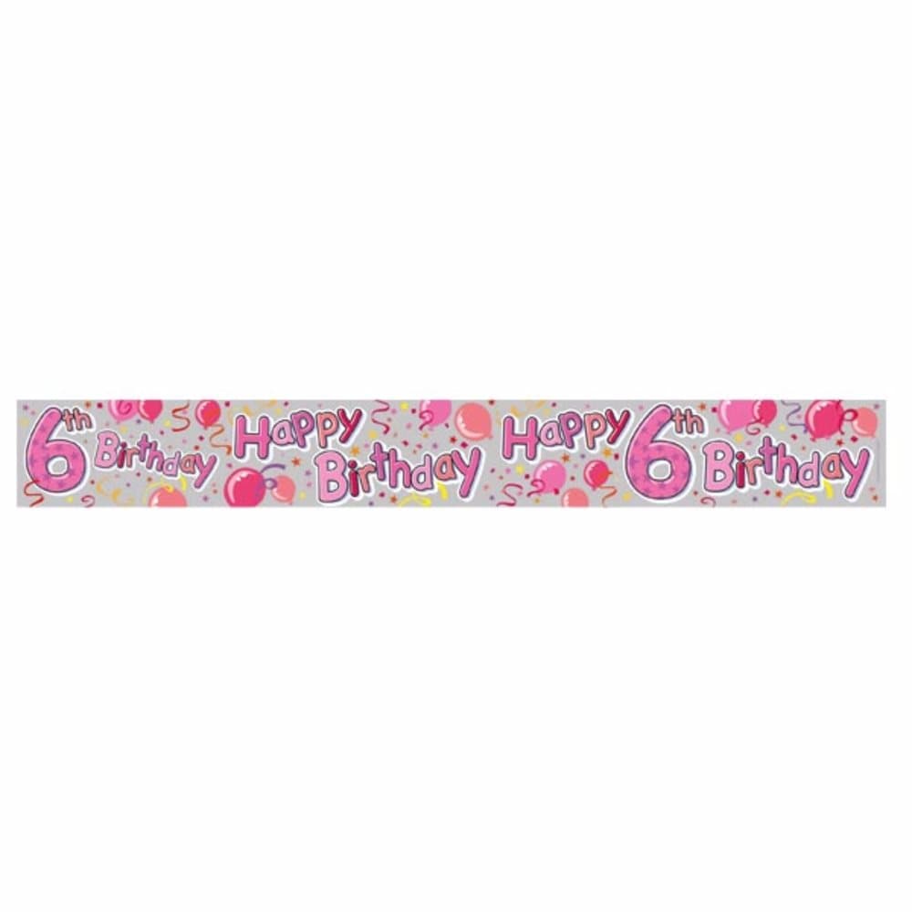 Expression Factory Childrens/Kids Happy 6th Birthday Holographic Foil Banner