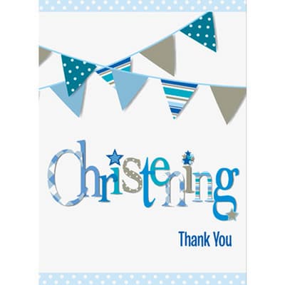 Unique Party Bunting Christening Thank You Notes (Pack Of 8)
