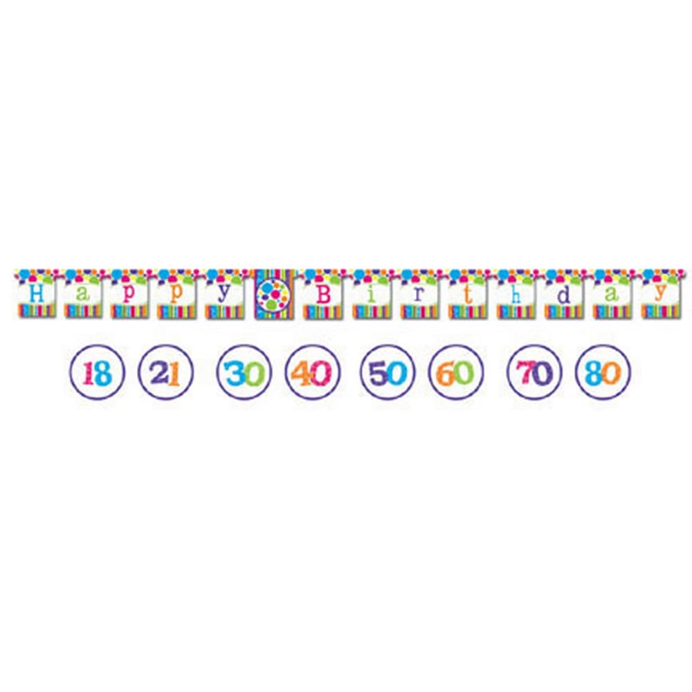 Creative Party Bright And Bold Birthday Banner With Customisable Stickers