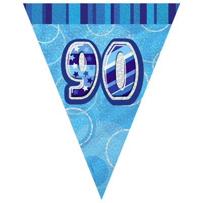 Unique Party Blue 90 Glitz Pennant Bunting
