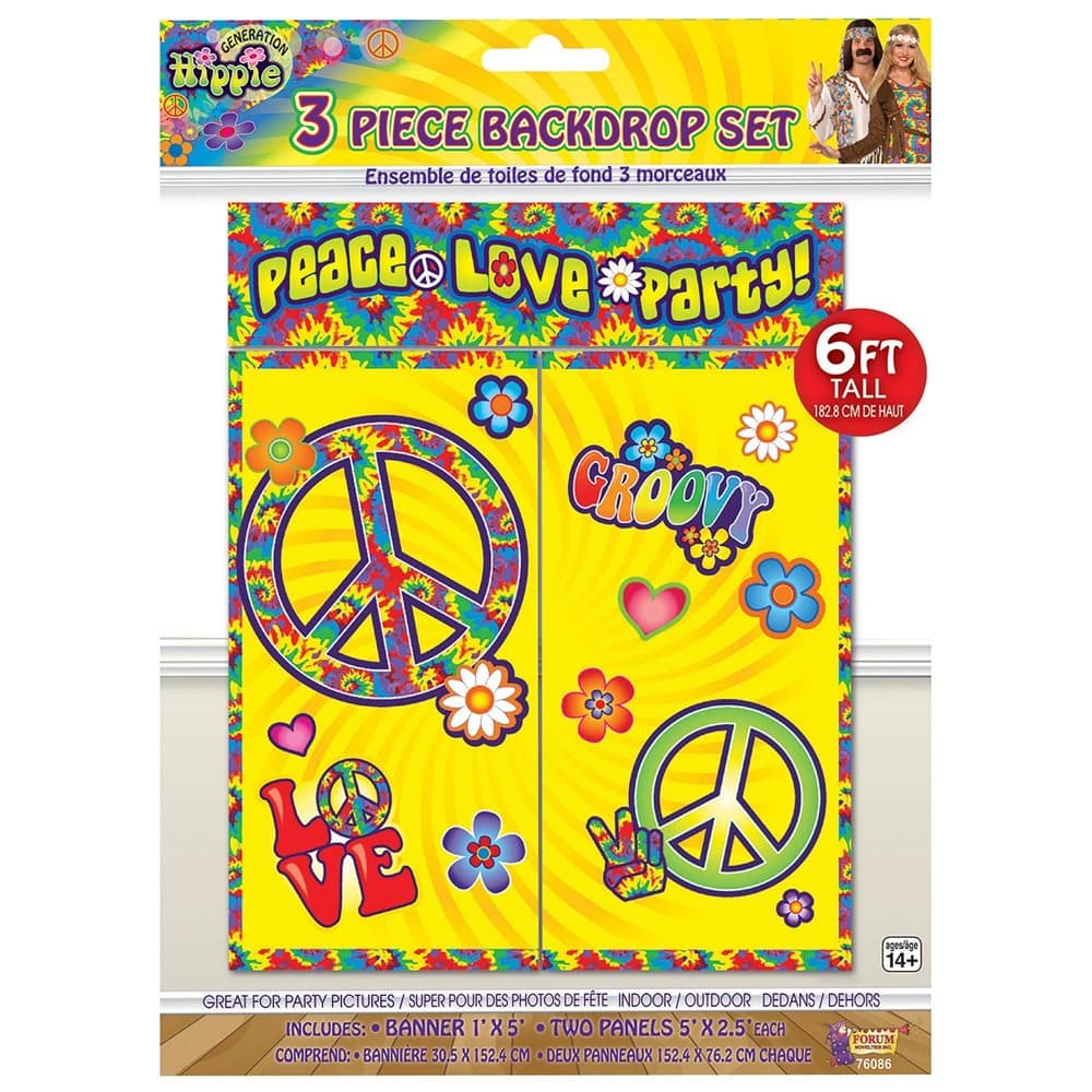 Bristol Novelty Hippie Decor 3 Piece Backdrop Set
