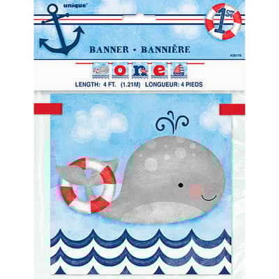 Unique Party Nautical 1st Birthday Block Banner (4 Ft)