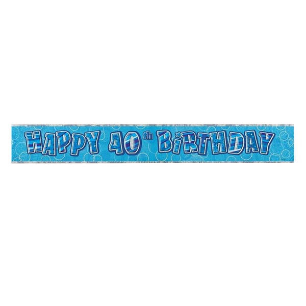 Unique Party 40th Birthday Blue Glitz Foil Banner Blue One Size