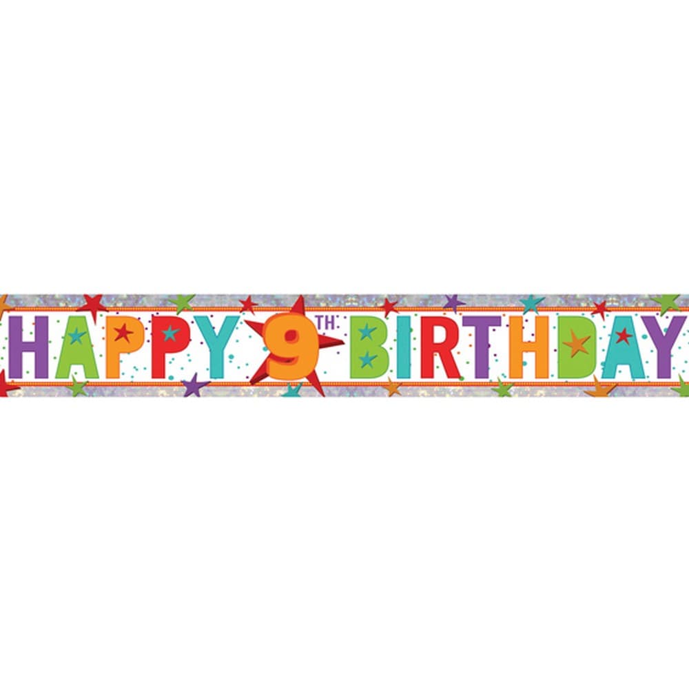Amscan 9th Birthday Holographic Foil Banner
