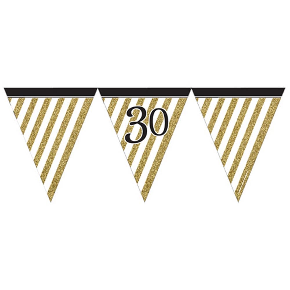 Creative Party 30 Black And Gold Paper Flag Bunting