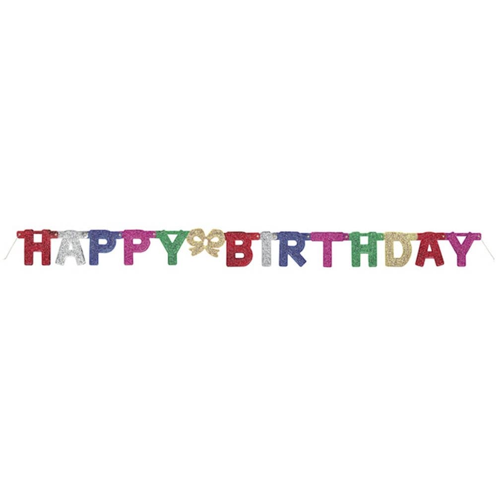 Happy Birthday Multicoloured Glitter Party Banner