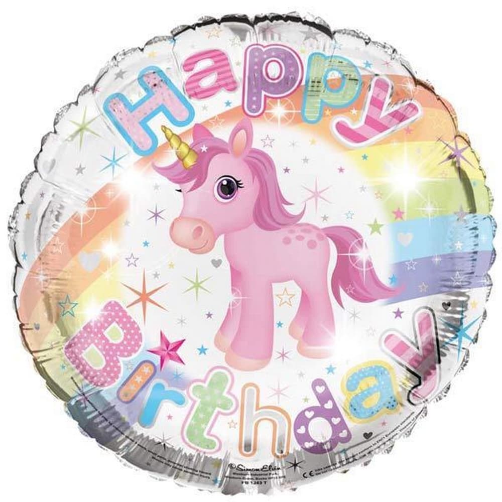 Simon Elvin Happy Birthday Unicorn Rainbow 18in Foil Balloon