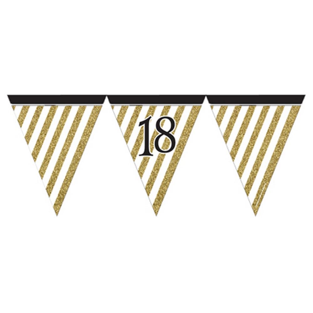 Creative Party 18 Black And Gold Paper Flag Bunting