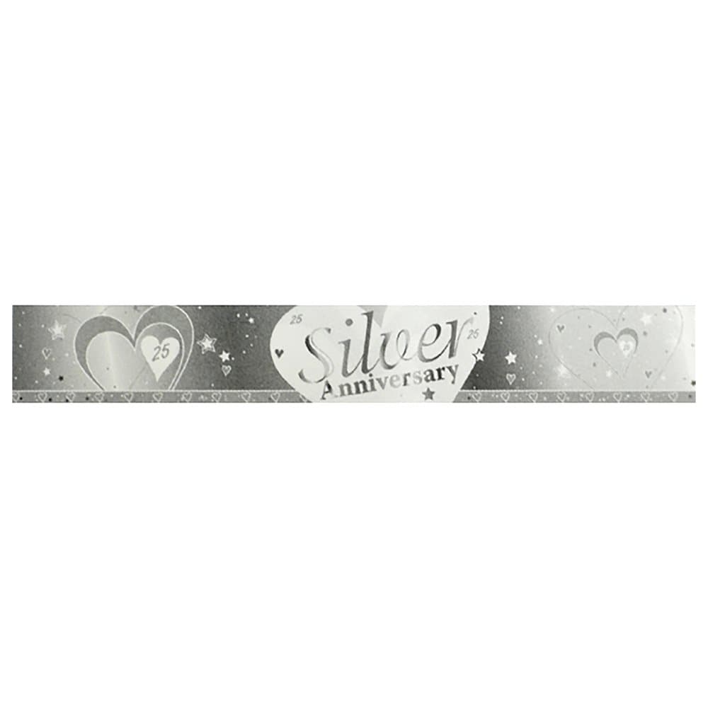 Creative Party 9 Foot Anniversary Foil Banner - Silver