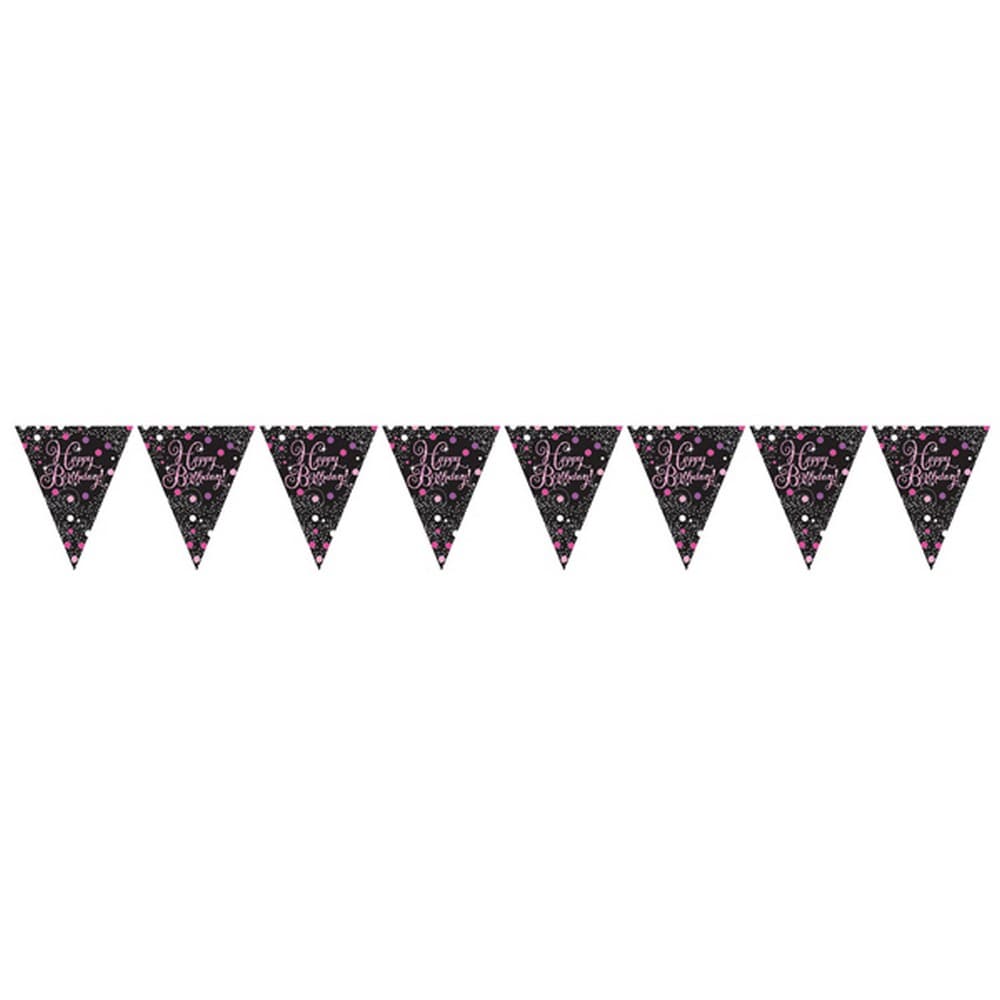 Amscan Sparkling Pink Happy Birthday Bunting (13 Feet)