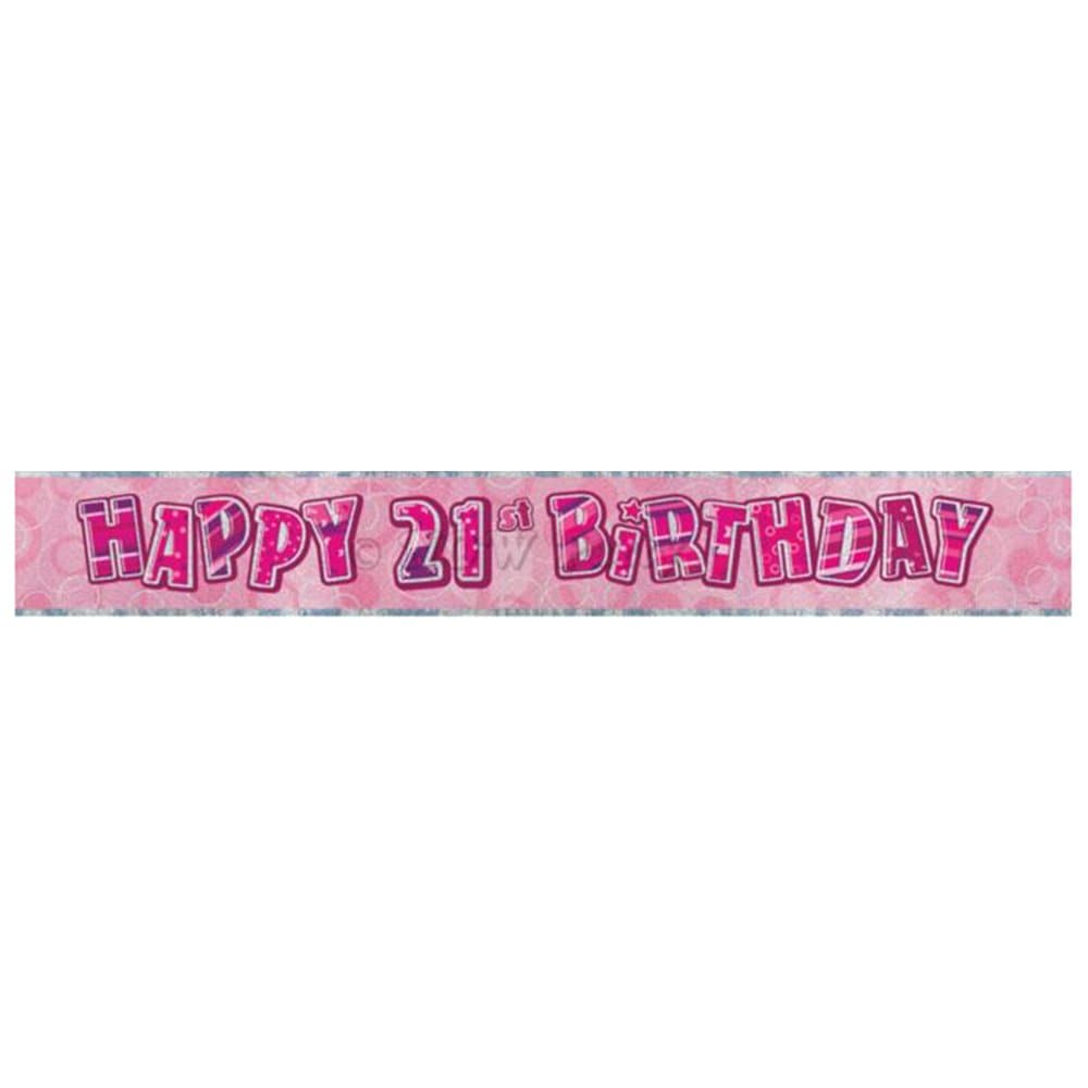 Happy 21st Birthday Pink & Silver Foil Banner