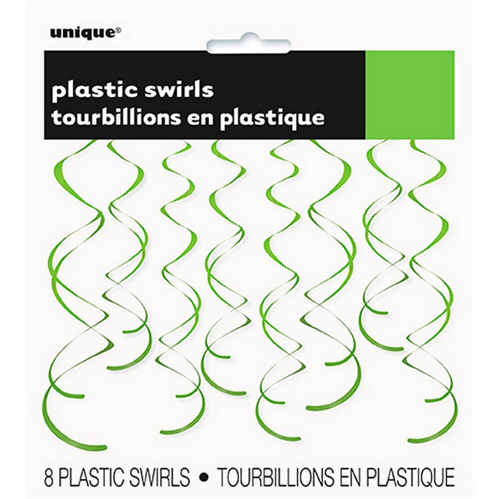 Unique Party Plastic Swirls Decorations (Pack Of 8)