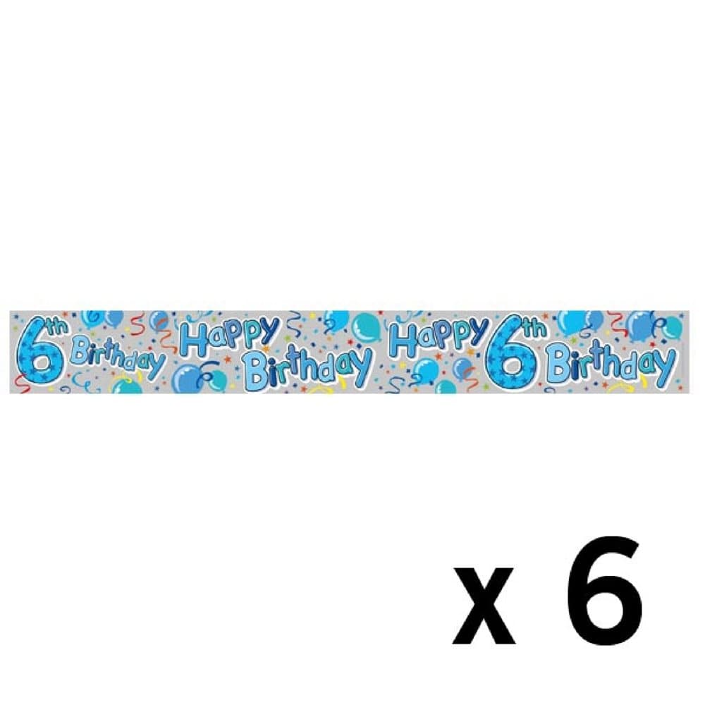 Expression Factory Happy 6th Birthday Holo Foil Banner (Pack of 6)