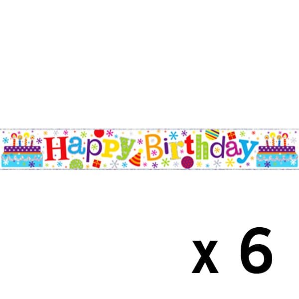 Simon Elvin Happy Birthday Foil Banner (6 Pack)