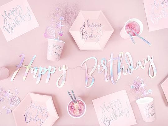 Happy Birthday Banner Backdrop Girlang - Iridescente