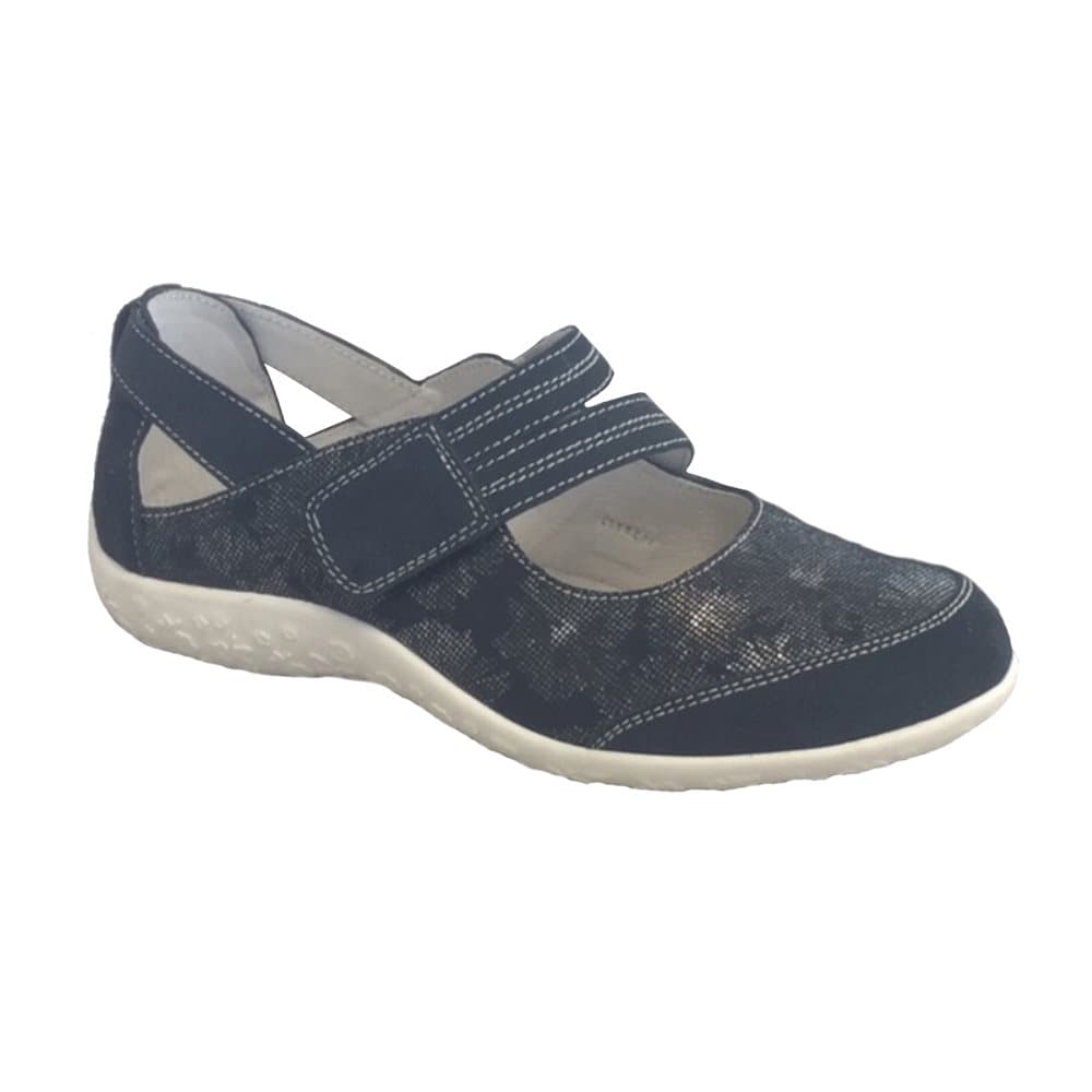 Boulevard Womens/Ladies Touch Fastening EEE Fit Bar Suede Floral Shoes