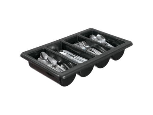 Bestikkasse 1/1 GN 53x32.5x10 cm 4-rum Sort,1 stk