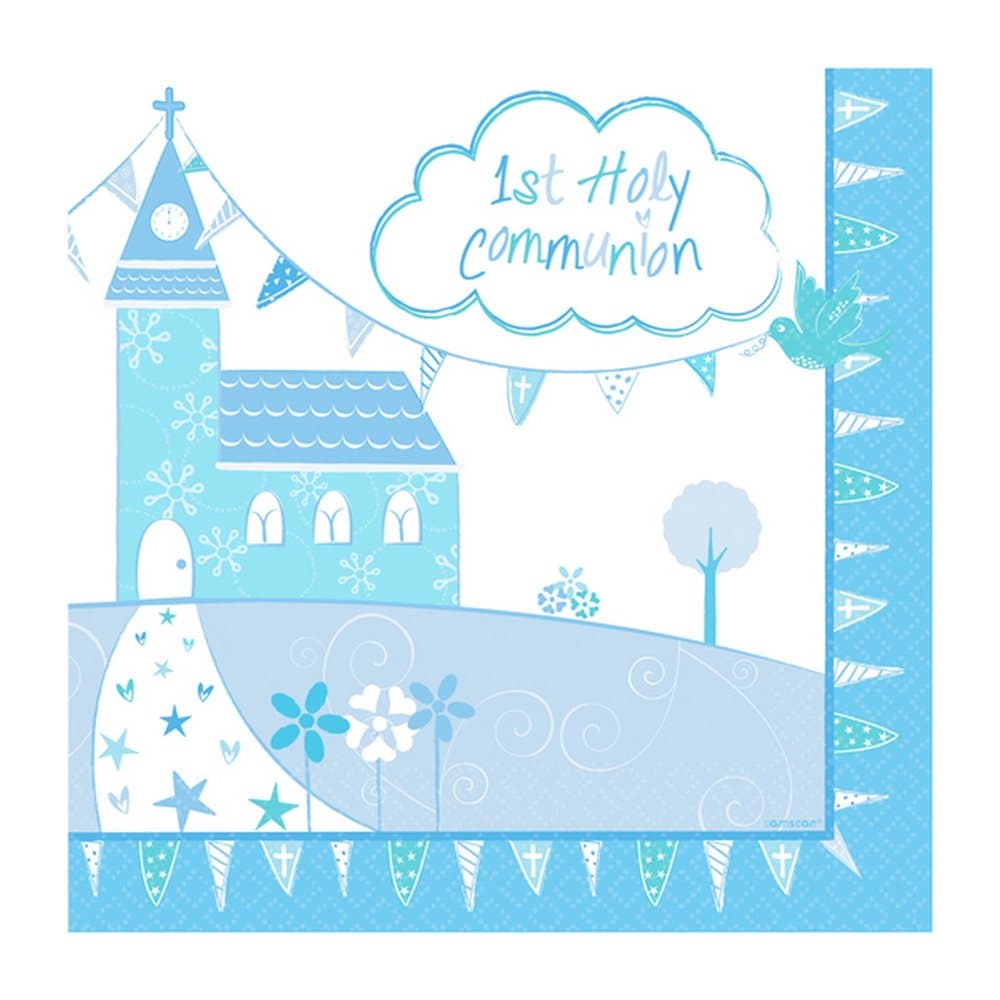 Amscan Communion Church Blue Napkins (Pack Of 16)