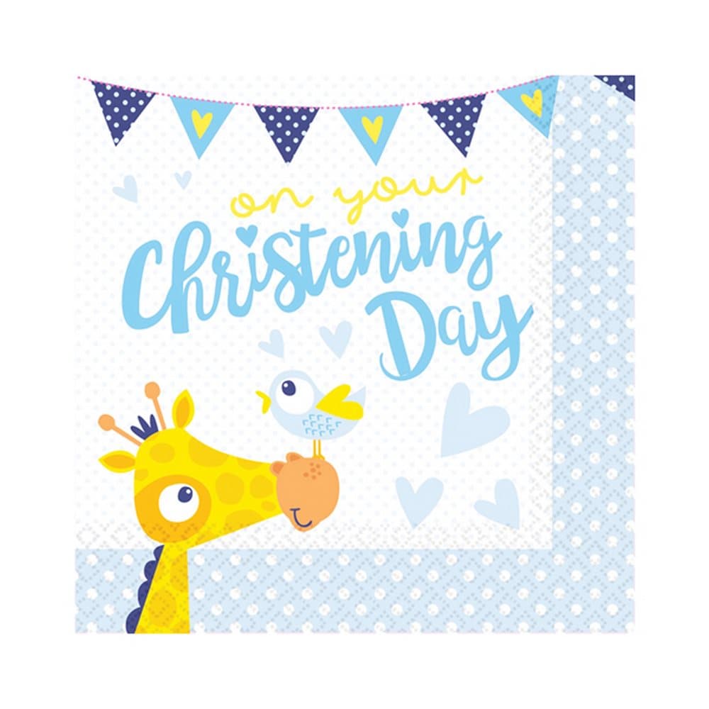 Amscan On Your Christening Day Blue Napkins (Pack Of 16)
