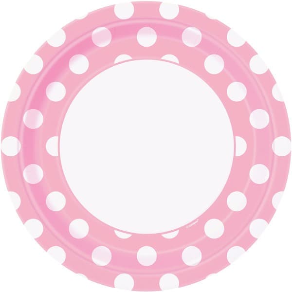 Unique Party Lovely Pink Dots 9 Inch Plates (Pack Of 8)