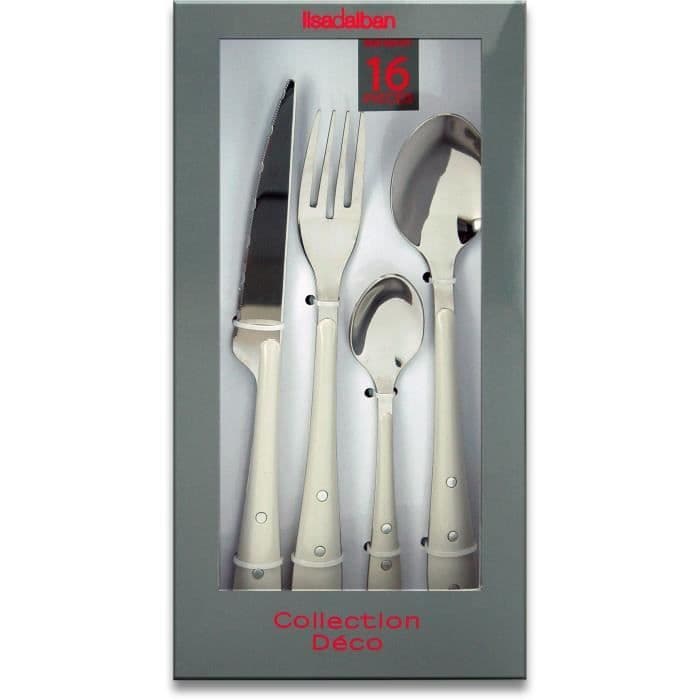 LISA D'ALBAN - 31220001 - Ruokailuvälineet - 16 kpl PANAME - Beige harmaa