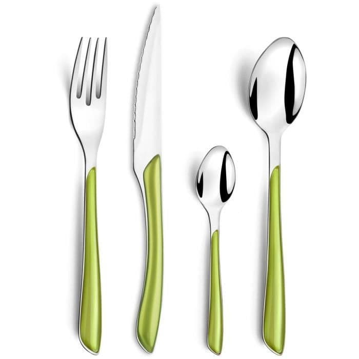 AMEFA - 938256 - 24-osainen ruokailuvälineet - laatikko 6 henkilöä - Metallik Olive Metallic shine